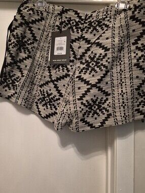 Who What Wear Black and White Aztec High-Rise Shorts